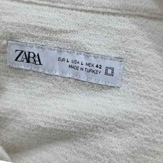 Camisa Manga Corta Zara Grande L 42 Beige Oscuro