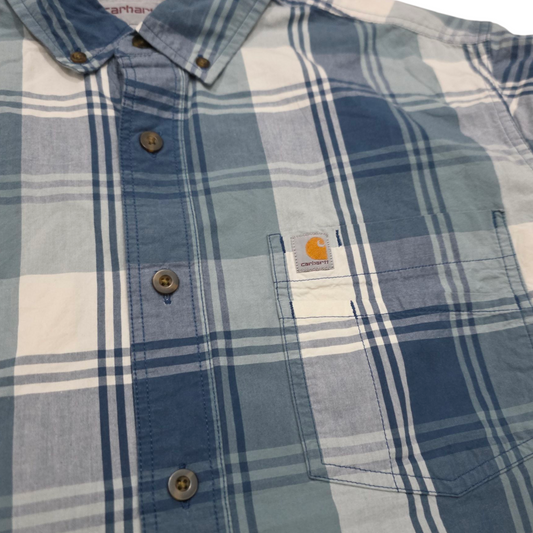 Camisa Manga Corta Carhartt Grande Relaxed Fit Azul Y Blanco