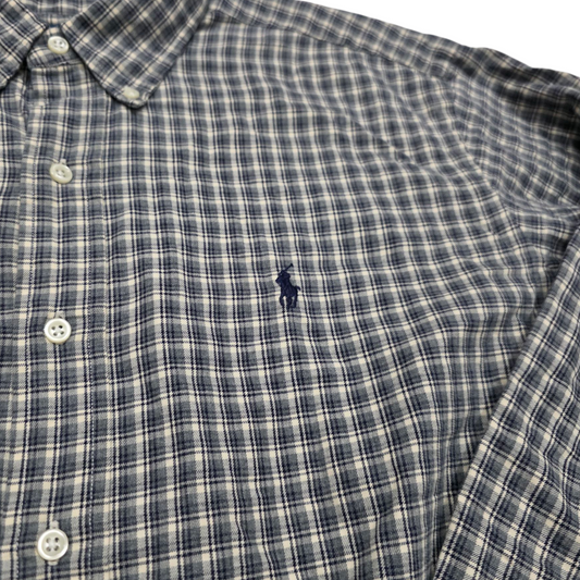 Camisa Ralph Lauren Xgrande Classic Fit Cuadro Azul Y Beige