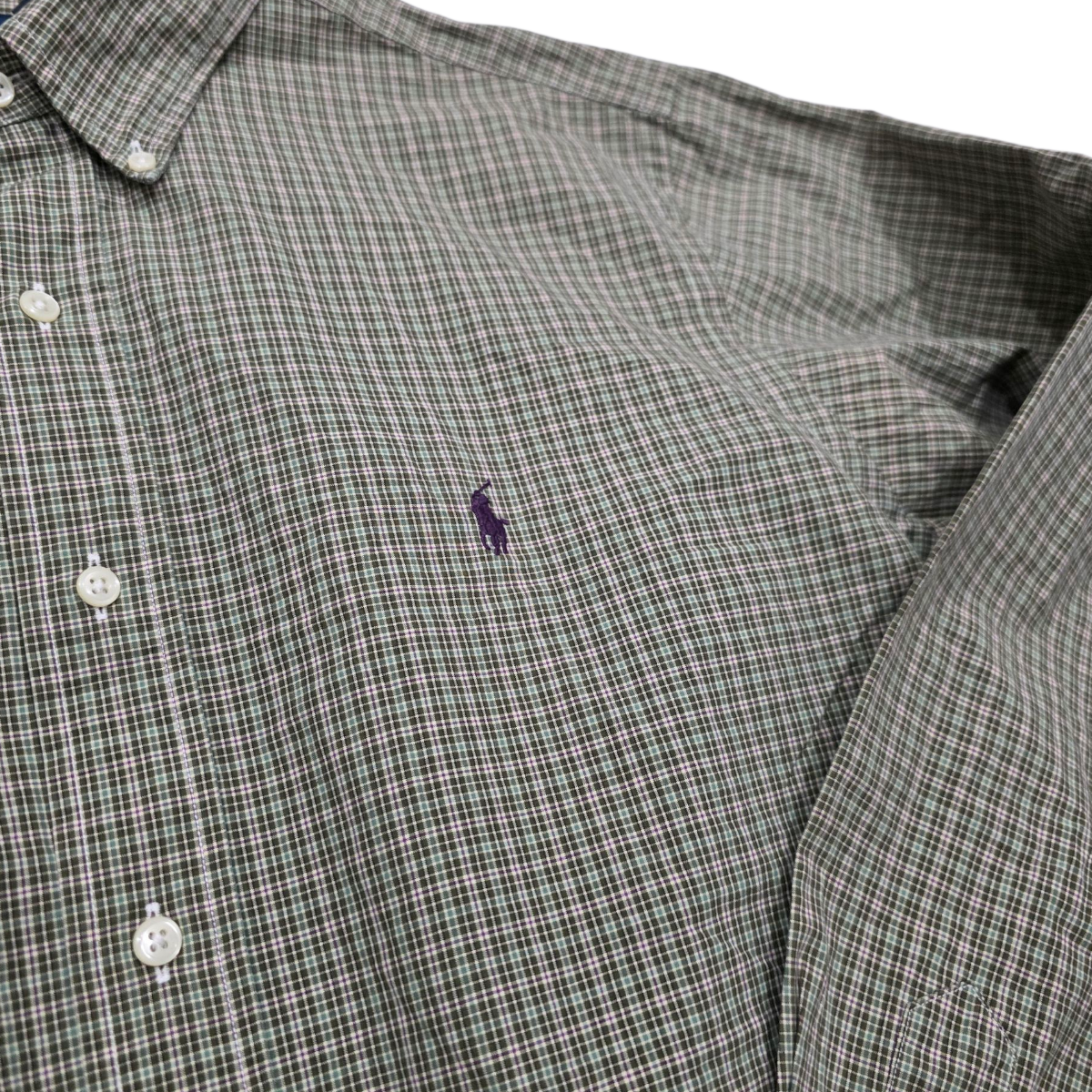 Camisa Ralph Lauren Xgrande Xl Cuadros Verde Pony Morado
