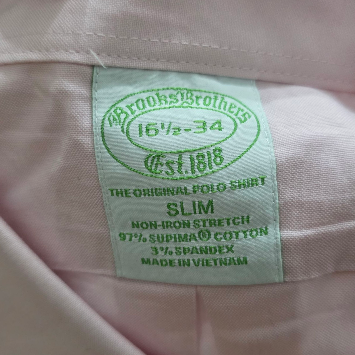 Camisa Brooks Brothers Grande L 16 1/2 Rosa Slimfit