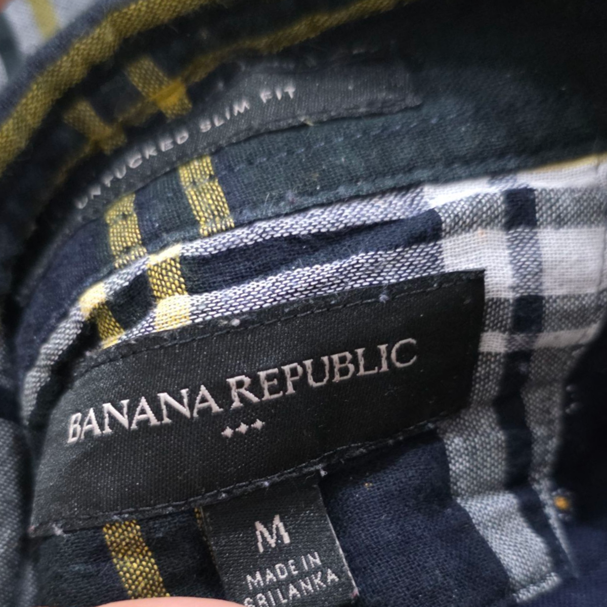 Camisa Banana Republic Mediana M Cuadro Azul Blanco