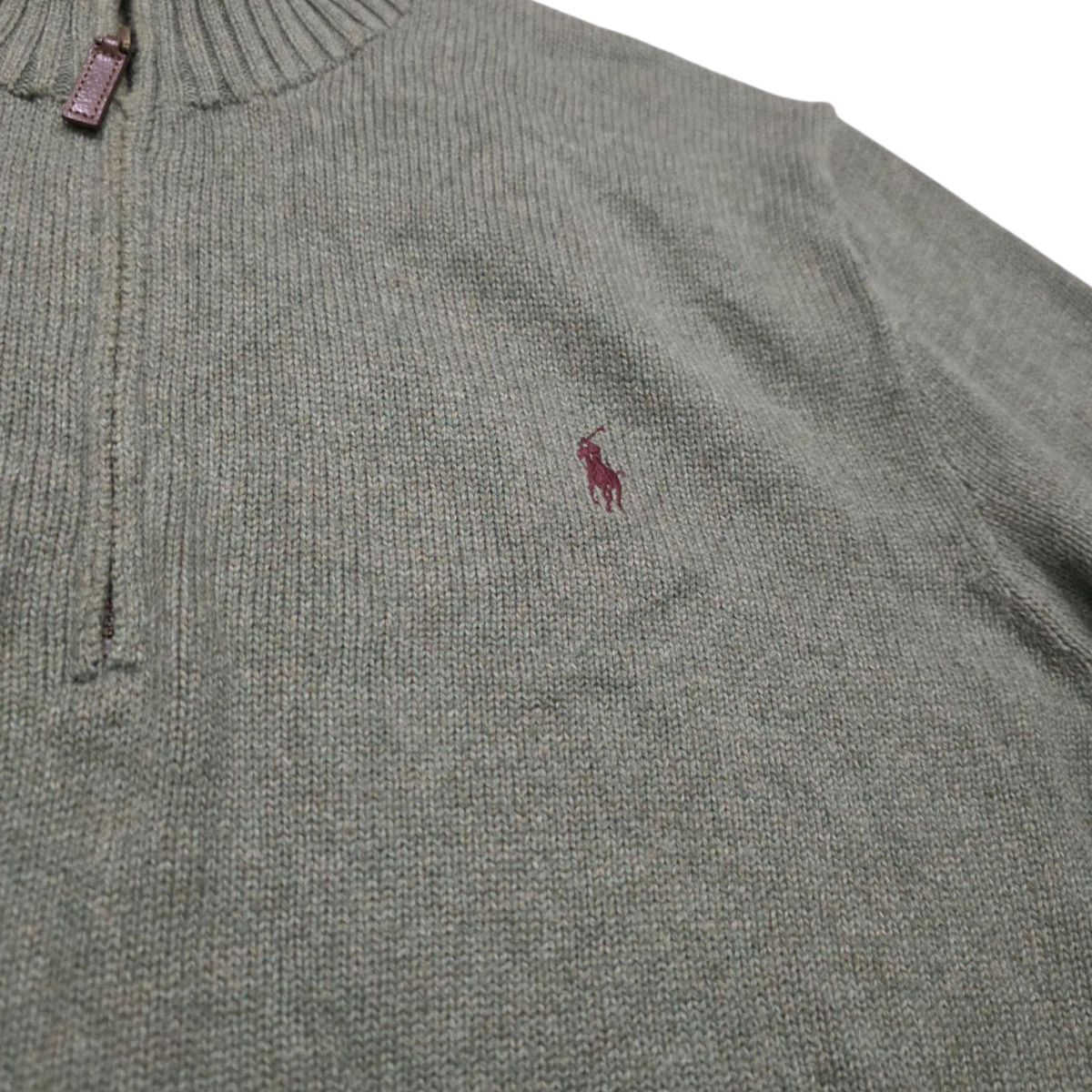 Sueter Medio Cierre Ralph Lauren Xgrande Xl Verde Pony Vino