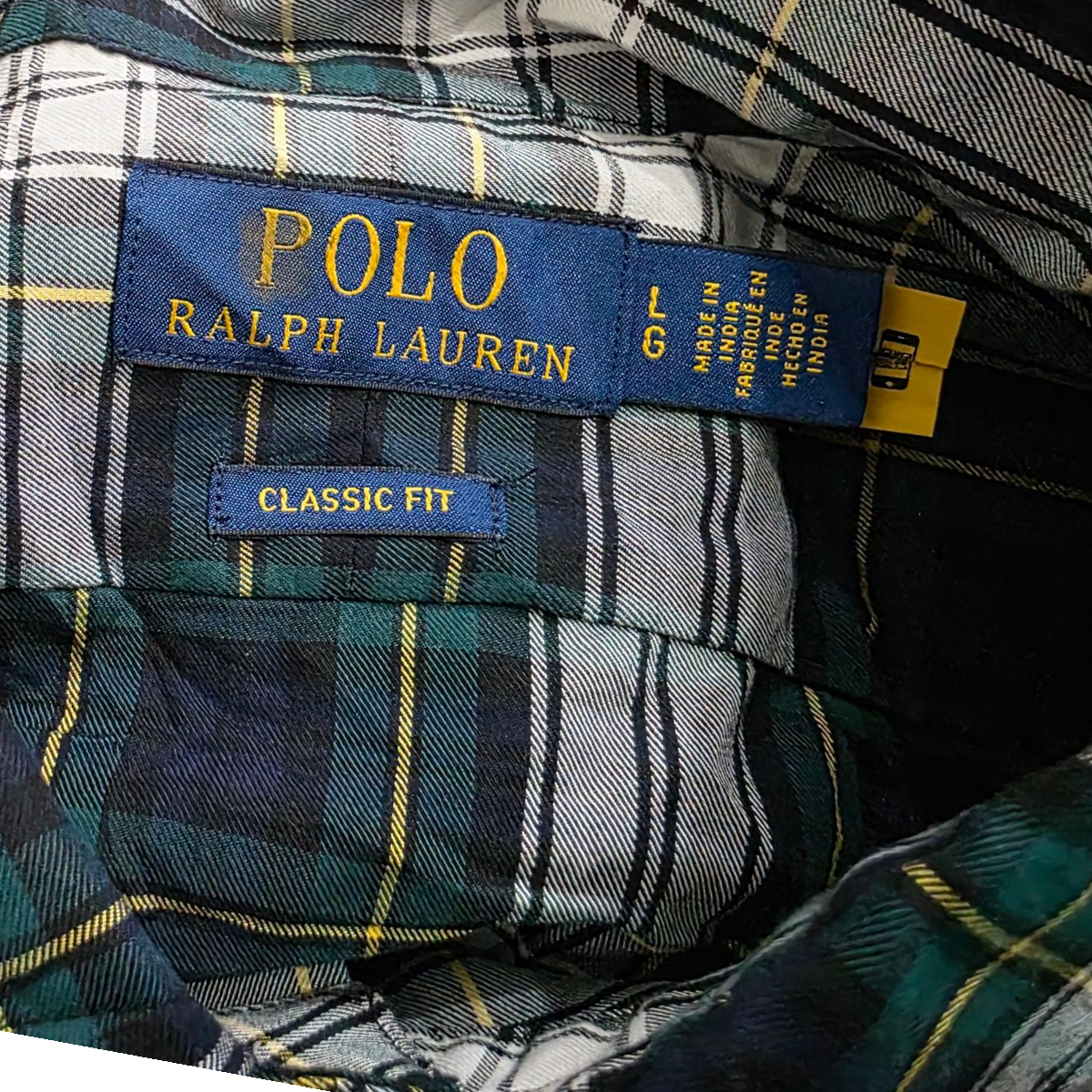 Camisa Classic Fit Ralph Lauren Grande L Cuadro Verde Azul