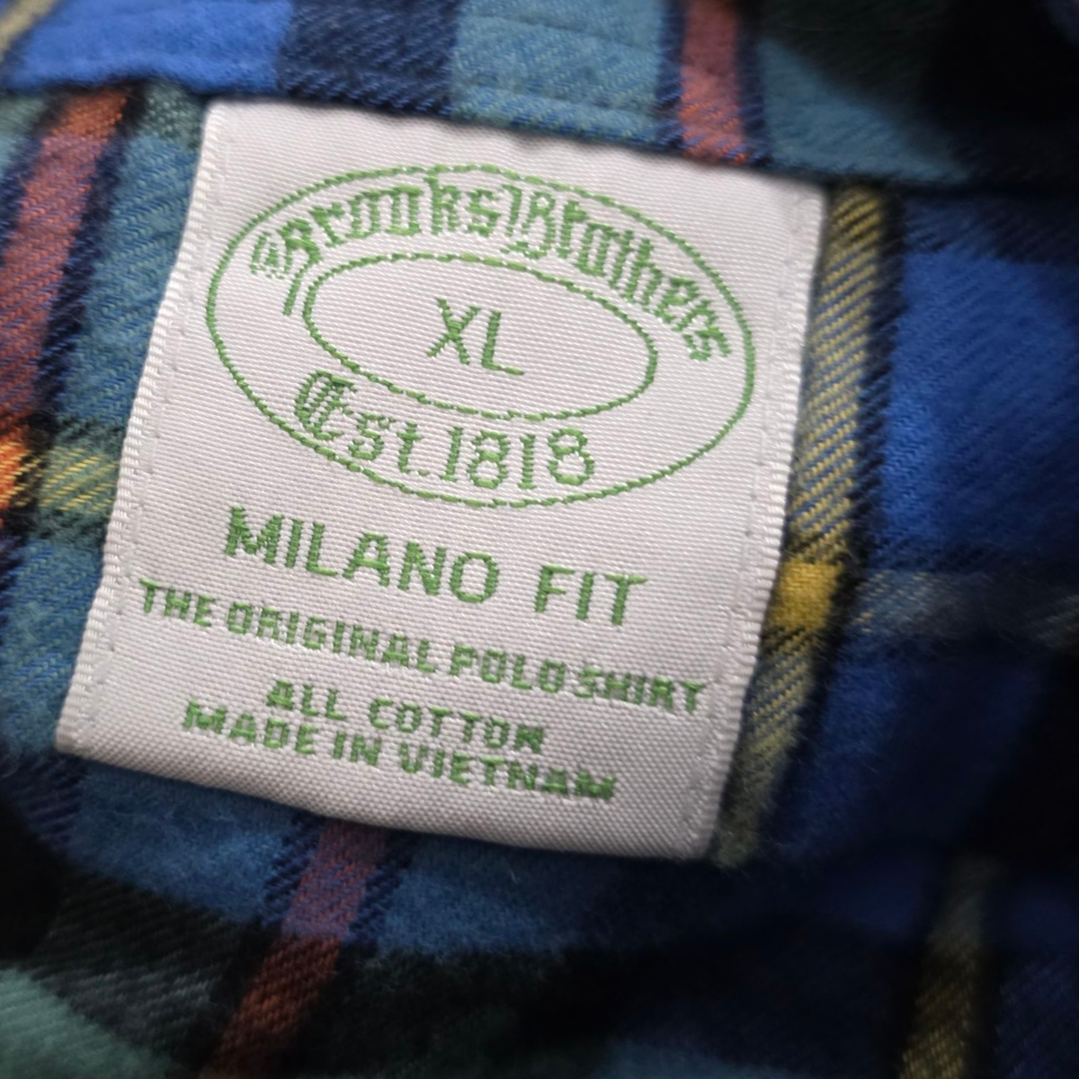 Camisa Brooks Brothers Xgrande Xl Cuadro Azul Y Verde