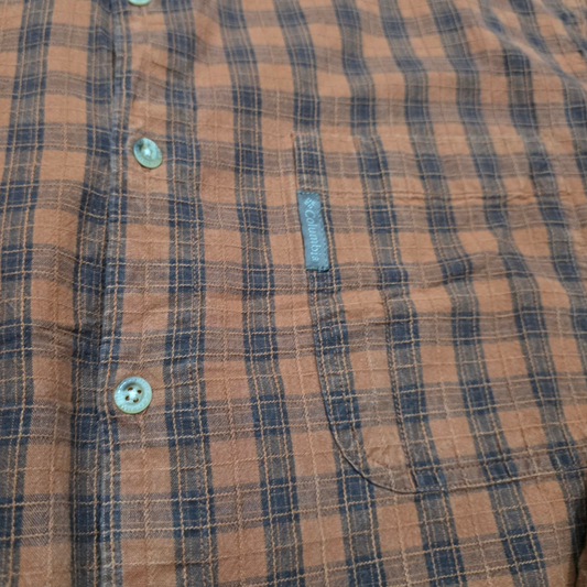 Camisa Columbia Xgrande Xl Cuadro Naranja