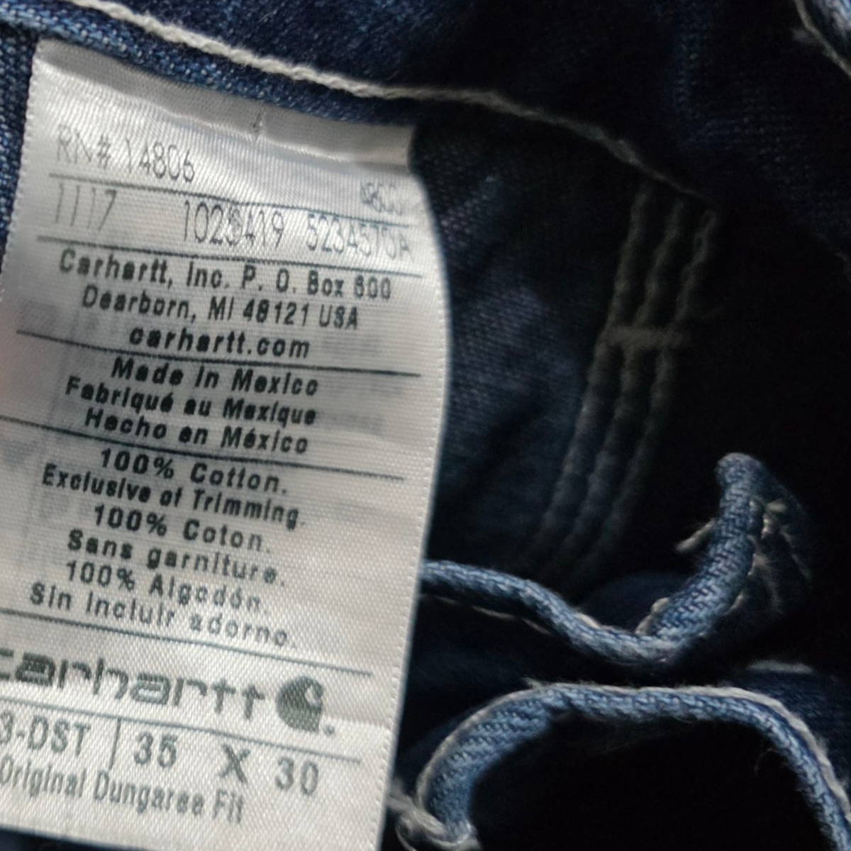 Pantalon Carhartt 35x30 Dungaree Fit Azul