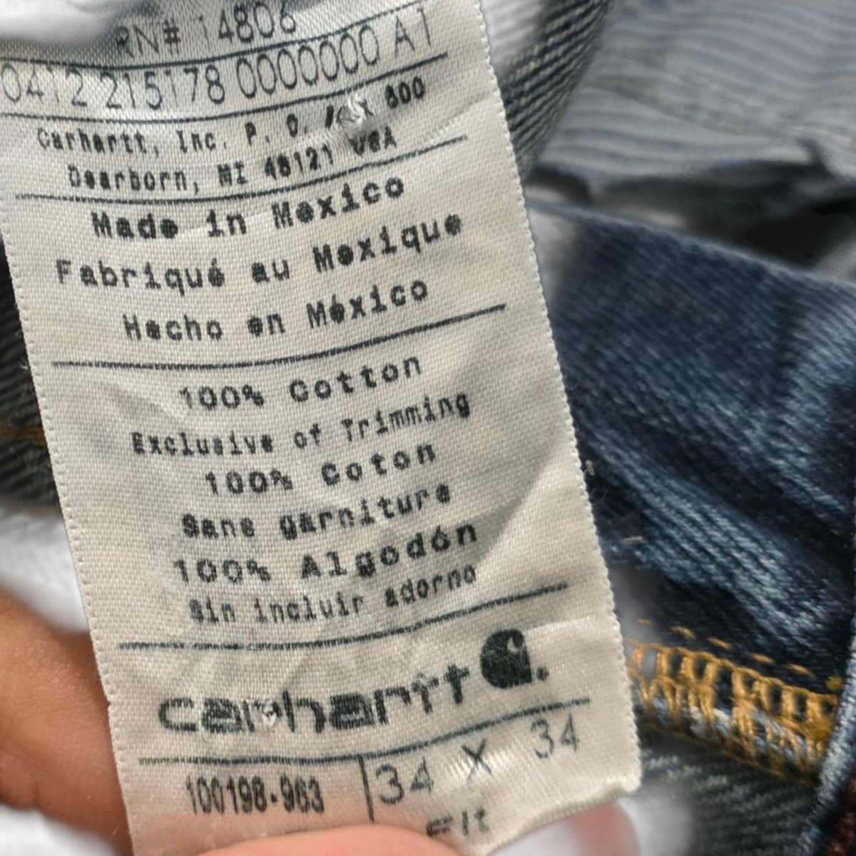 Pantalon Carhartt 34x34 Recto Azul
