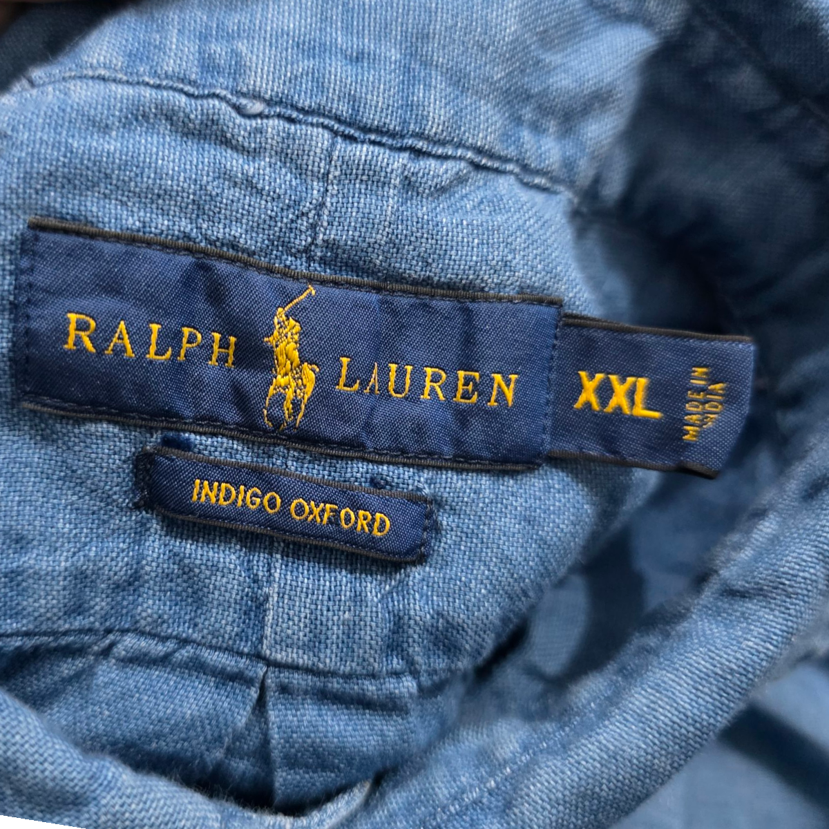 Camisa Manga Corta Ralph Lauren Índigo Oxford Xxl Azul
