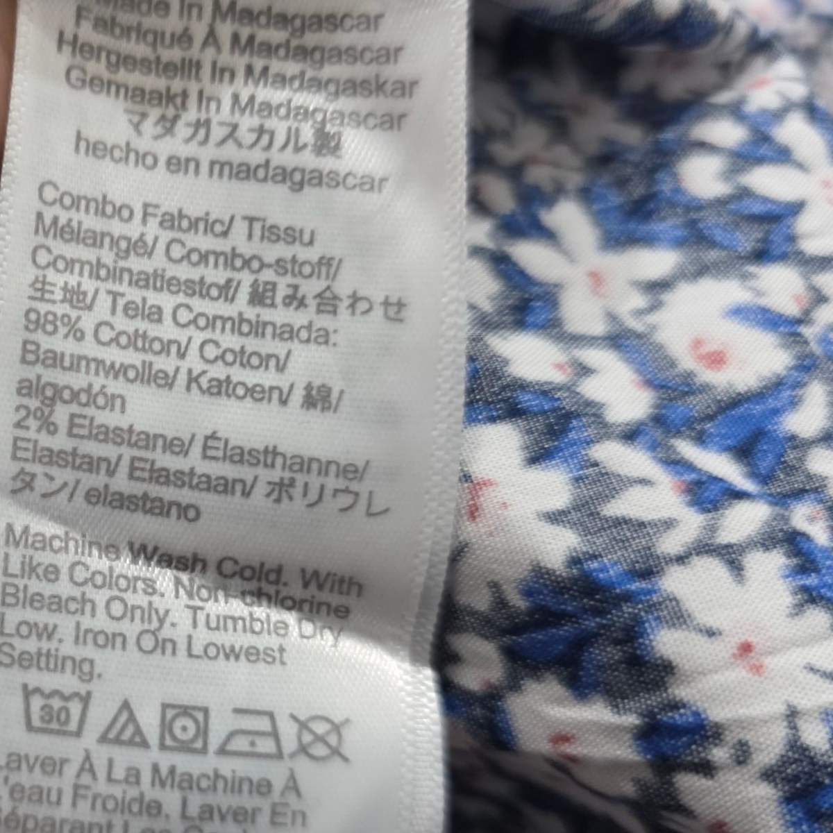 Camisa Manga Corta J Crew Xgrande Xl Azul Flores