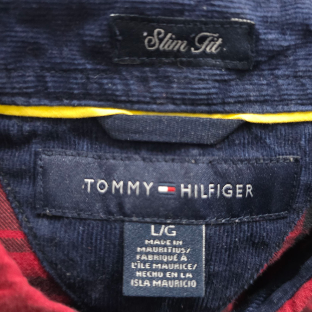 Camisa Slim Fit Tommy Hilfiger Grande L Cuadro Rojo Negro