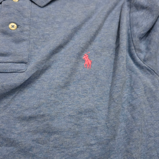 Playera Polo Ralph Lauren Grande L Azul Claro Pony Rosa
