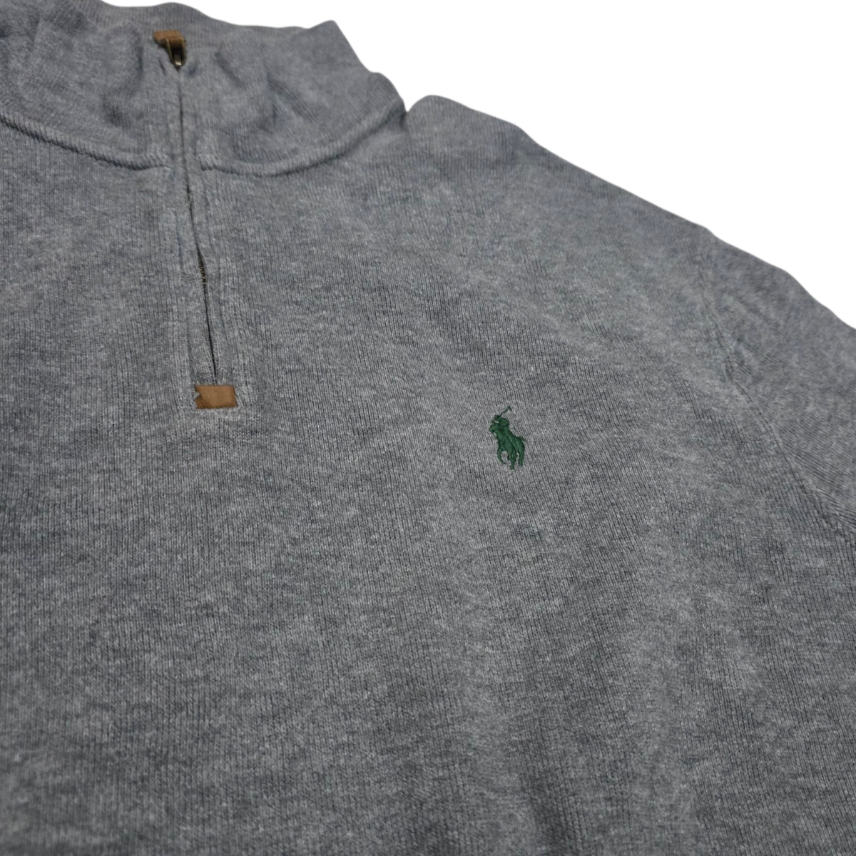 Sueter Ralph Lauren Grande L Gris Pony Verde