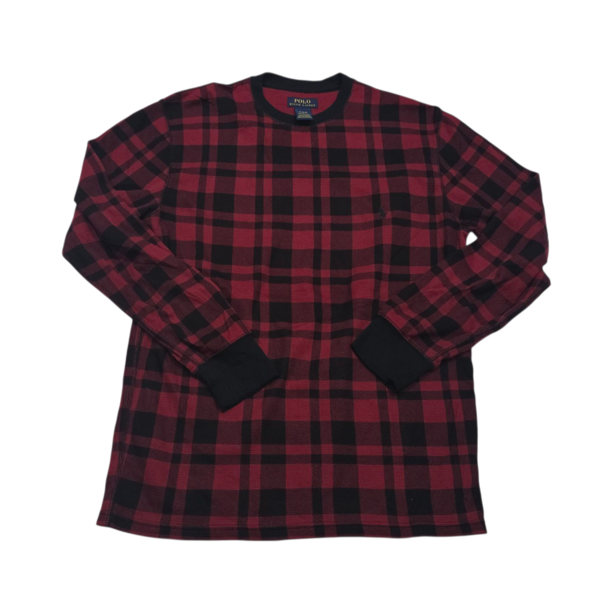 Playera Manga Larga Ralph Lauren Mediana M Cuadro Rojo Negro