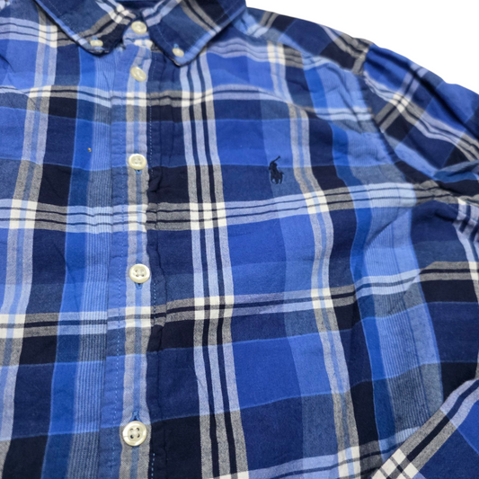 Camisa Adolescente Ralph Lauren Grande L 14-16 Azul Cuadro