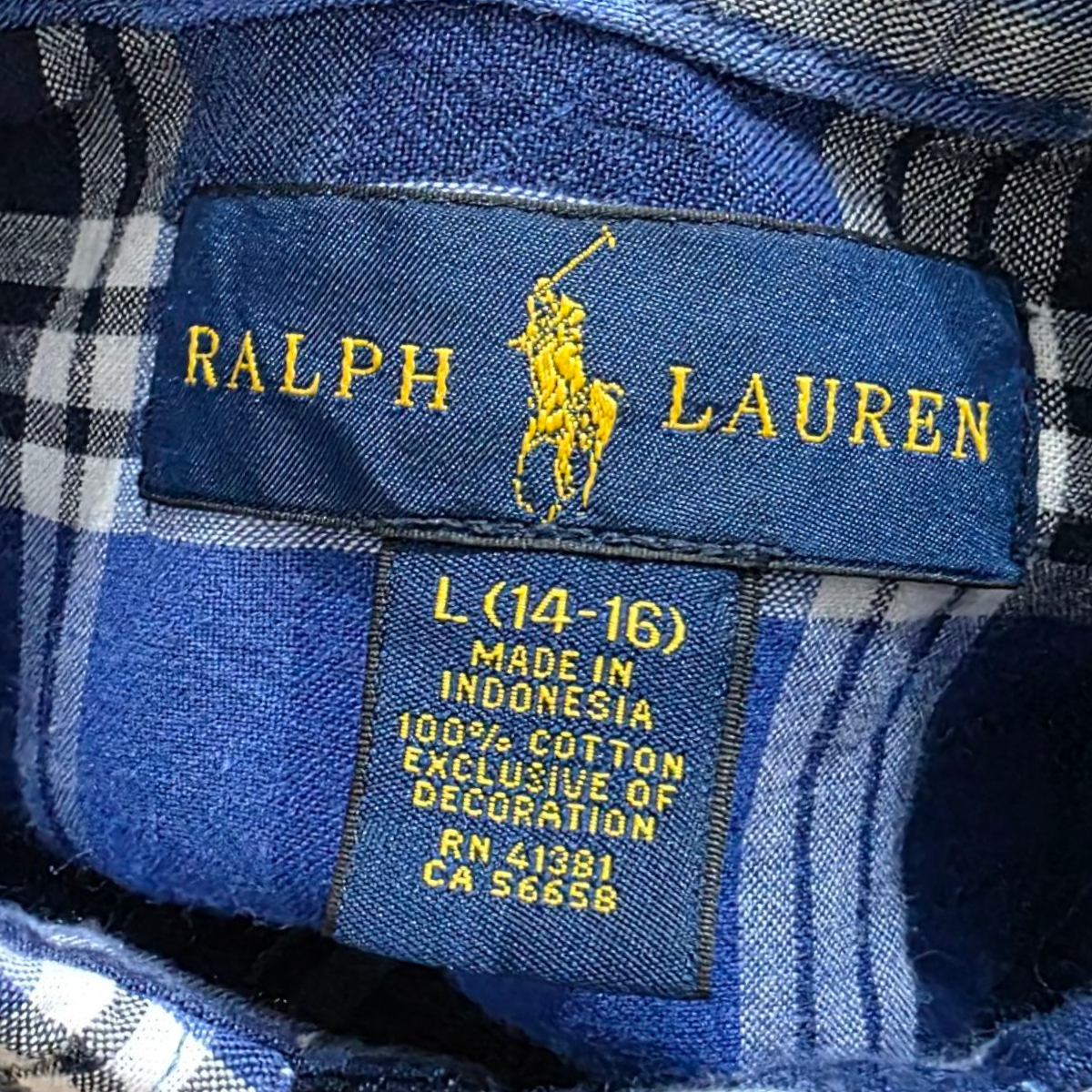 Camisa Adolescente Ralph Lauren Grande L 14-16 Azul Cuadro