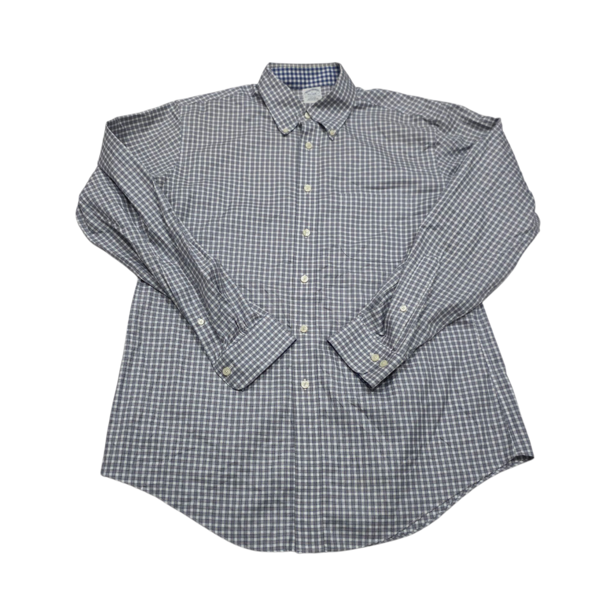 Camisa Brooks Brothers Grande L Cuadro Gris Blanco