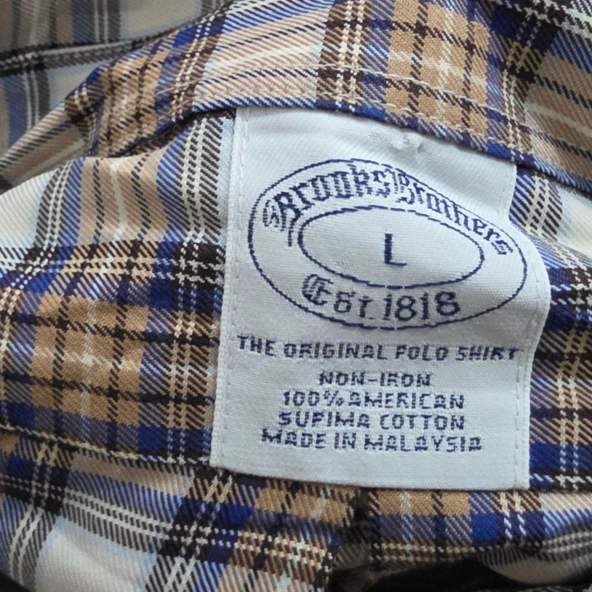 Camisa Brook Brothers Grande L Cuadro Cafe Y Azul