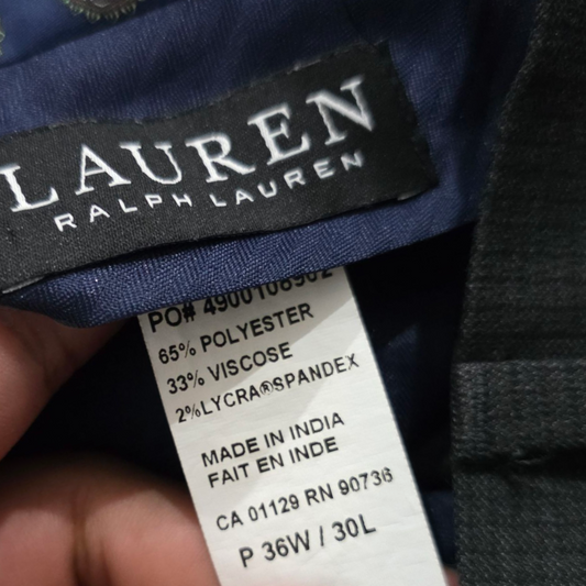 Pantalon Recto Ralph Lauren 36x30 Gris Oscuro