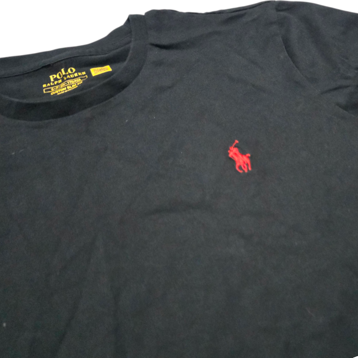 Playera Manga Larga Ralph Lauren Chico S Negro Pony Rojo