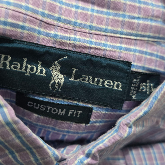 Camisa Custom Fit Ralph Lauren Grande L Cuadro Morado
