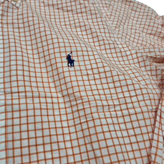 Camisa Ralph Lauren Xgrande Xl Cuadro Naranja Y Balnco