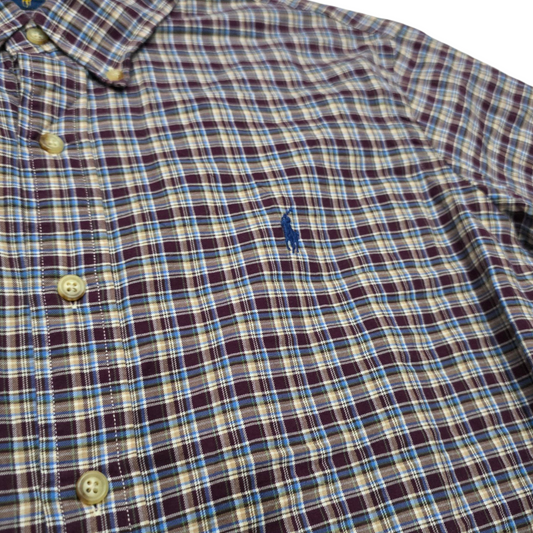 Camisa Ralph Lauren Xgrande Xl Morado Cafe Y Azul