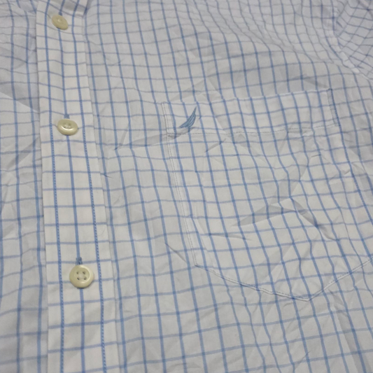 Camisa Nautica Xgrande Xl Cuadro Blanco Y Azul Claro