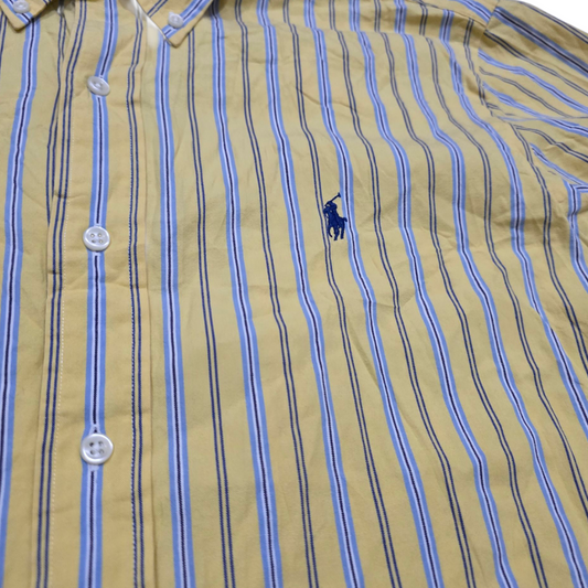 Camisa Ralph Lauren Xgrande Xl Amarilla Lineas Azules