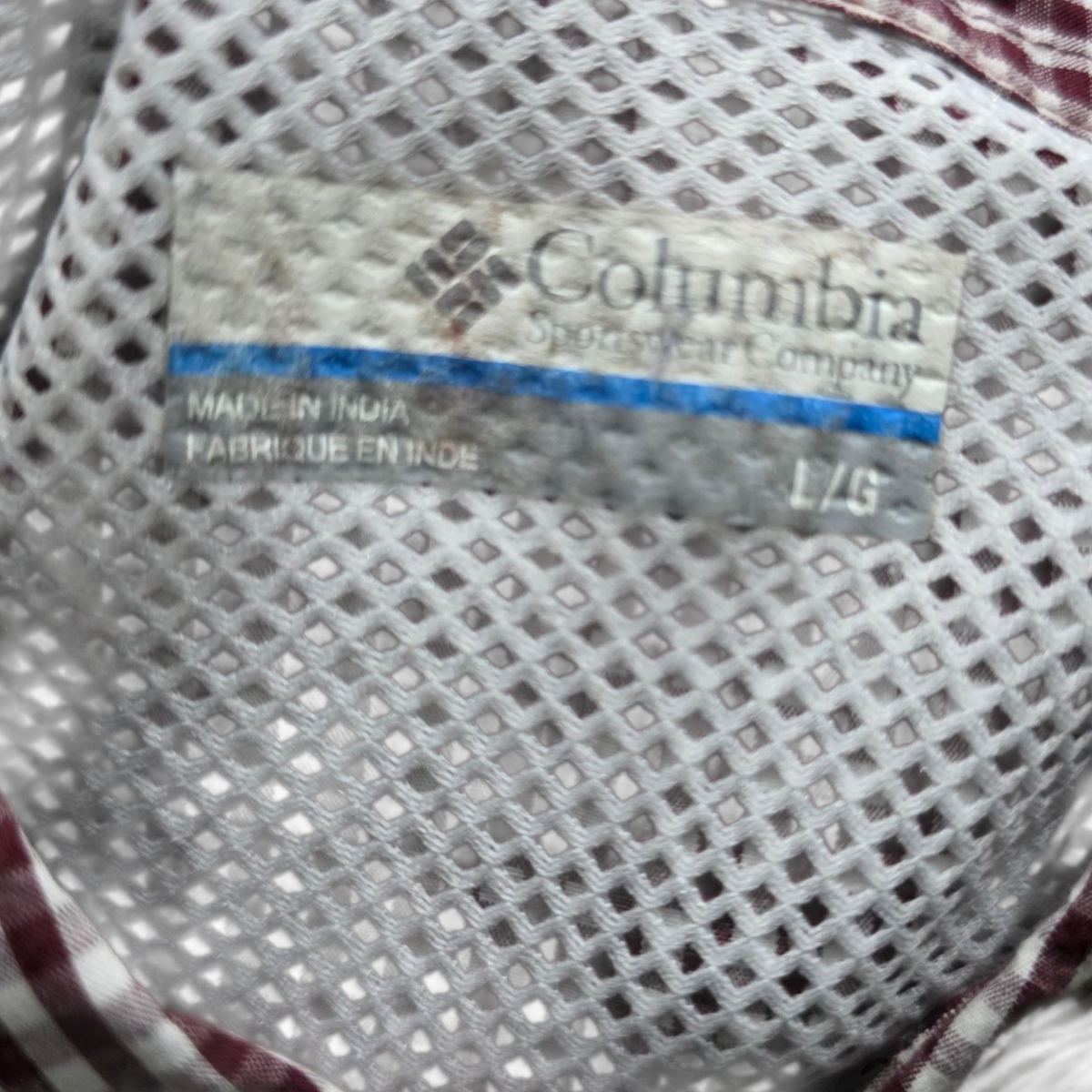 Camisa Manga Corta Columbia Grande L Cuadro Vino