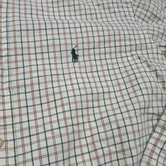 Camisa Ralph Lauren Grande L Cuadro Beige Y Verde