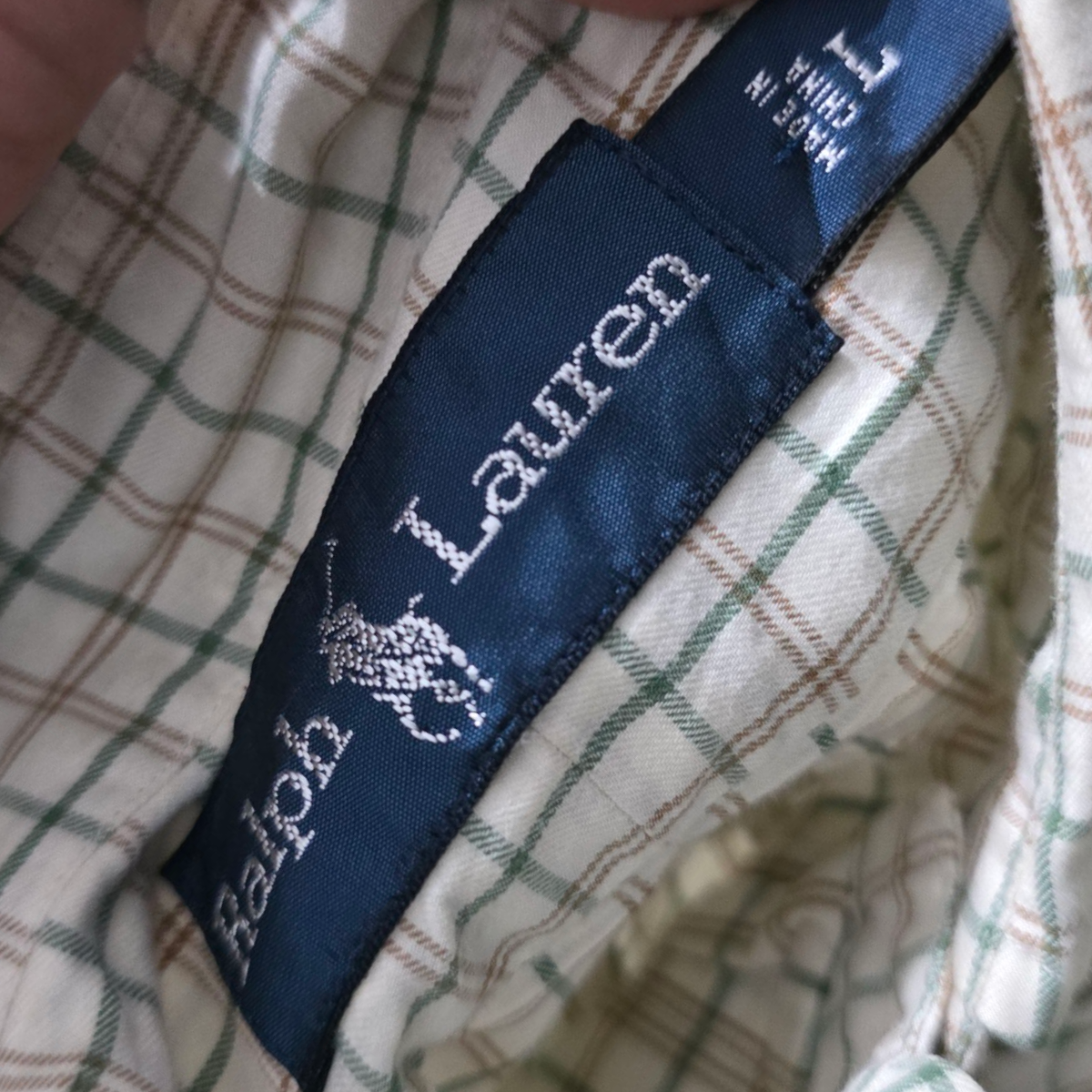 Camisa Ralph Lauren Grande L Cuadro Beige Y Verde
