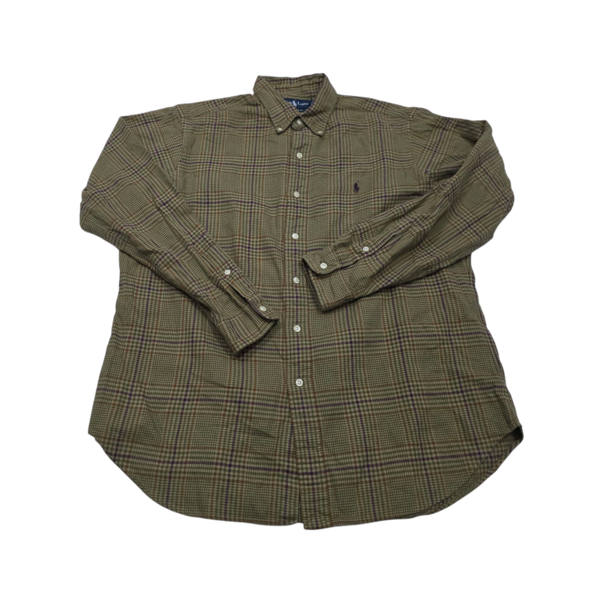 Camisa Ralph Lauren Grande L Cuadro Verde Cafe