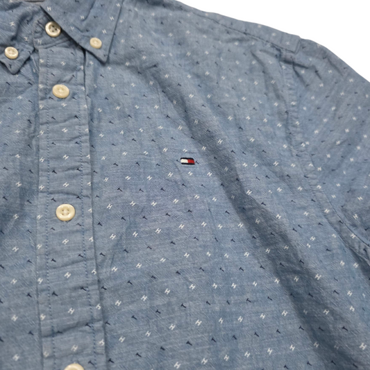 Camisa Manga Corta Tommy Hilfiger Grande L Azul Letras