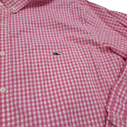 Camisa Classic Fit Vineyard Vines 2xb Cuadro Rosa Blanco