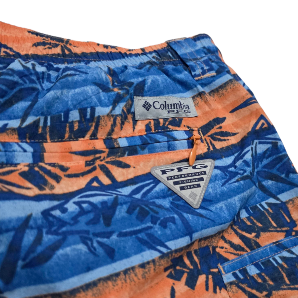 Bermuda Columbia Pfg Xgrande Xl Azul Y Naranja Palmeras