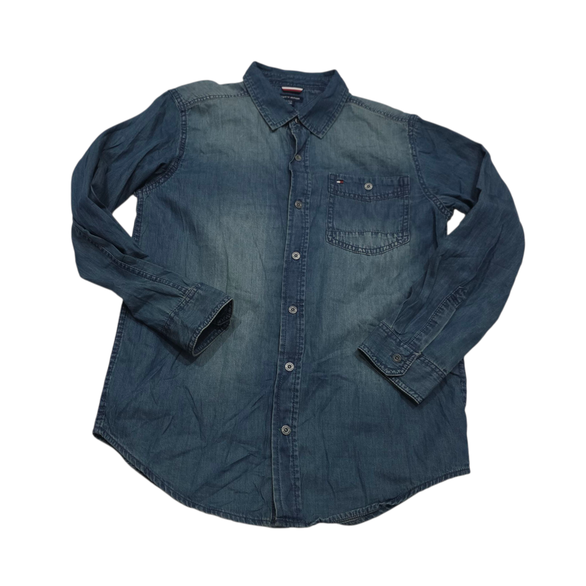 Camisa Tommy Hilfiger Adolescente L 16/18 Mezclilla Azul