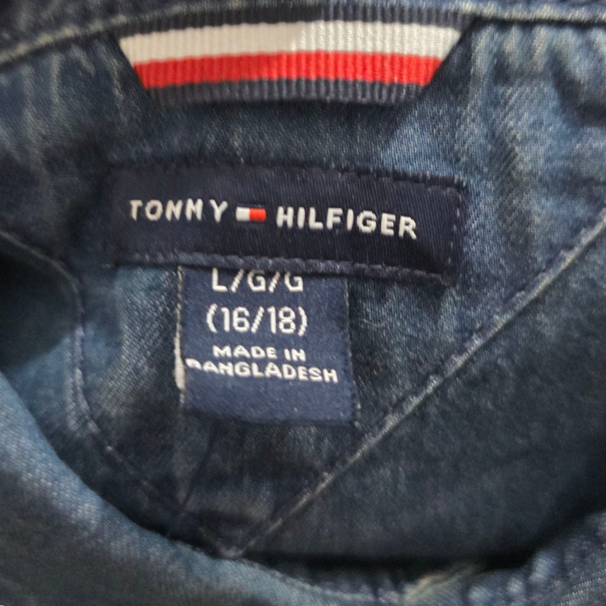 Camisa Tommy Hilfiger Adolescente L 16/18 Mezclilla Azul
