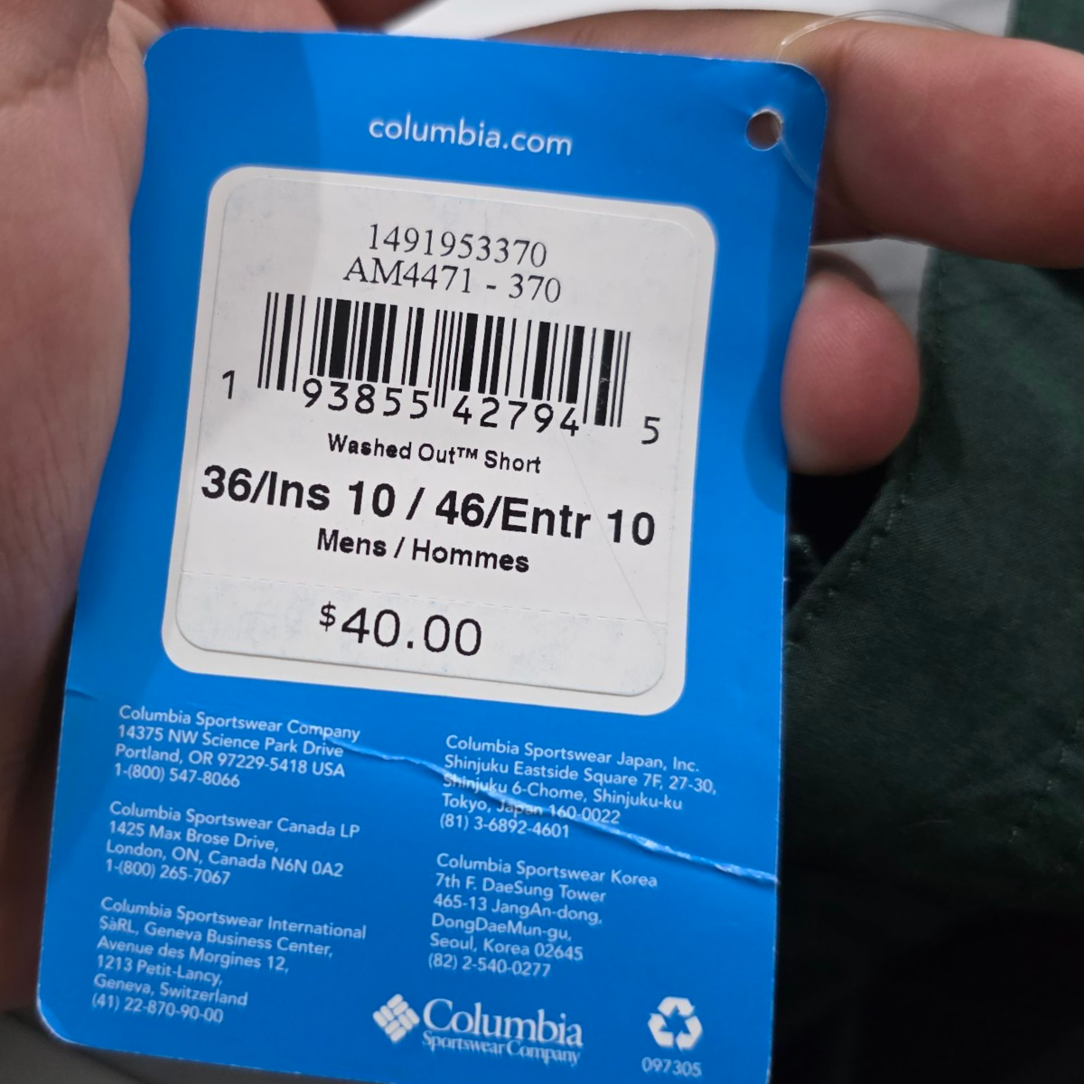 Bermuda Regular Columbia Talla 36 Verde