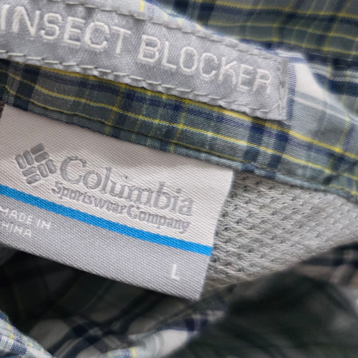 Camisa Columbia Grande L Cuadro Verde Y Azul