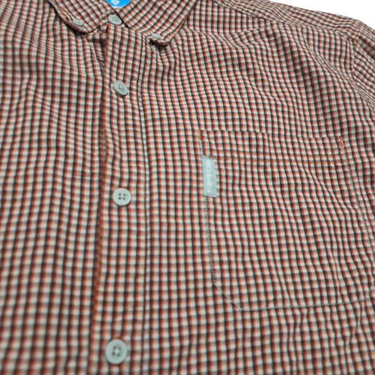 Camisa Columbia Xgrande Xl Cuadro Naranja Y Blanco