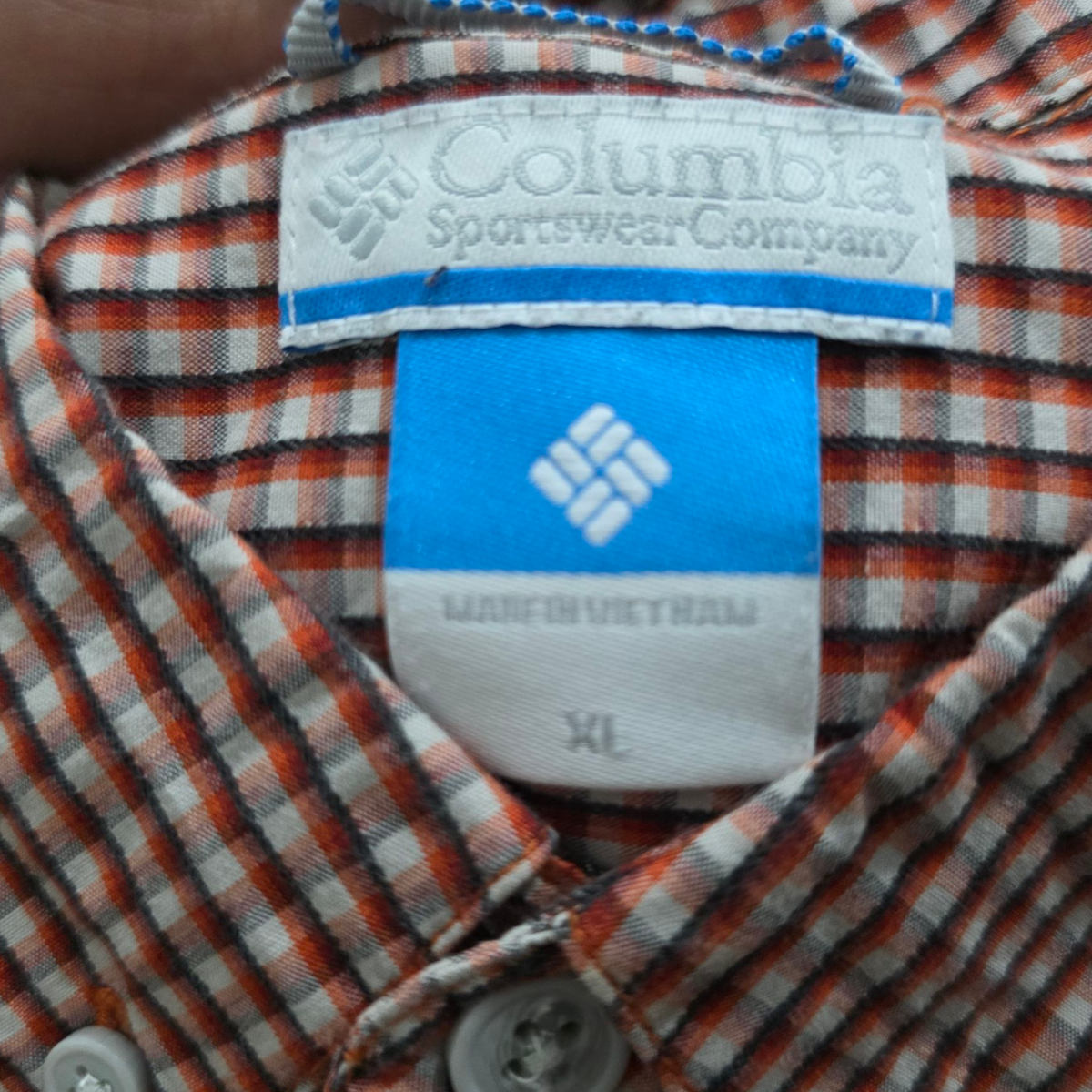 Camisa Columbia Xgrande Xl Cuadro Naranja Y Blanco
