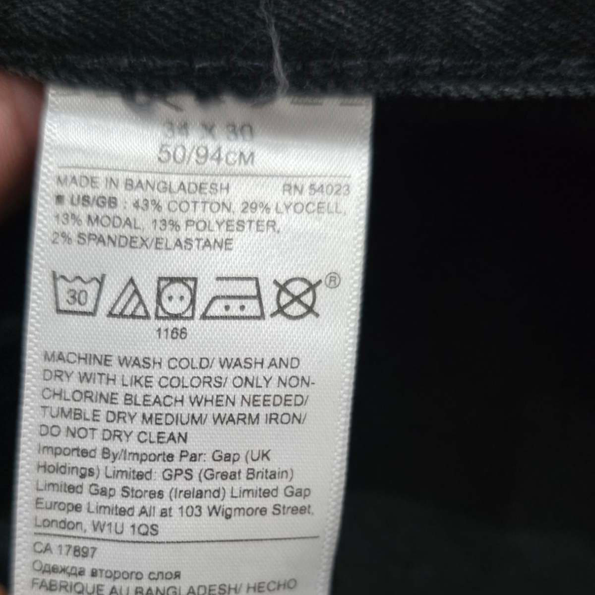Pantalon Banana Republic 34x30 Negro Deslavado
