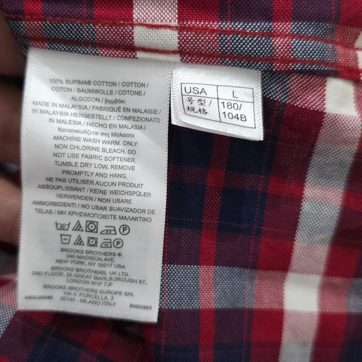 Camisa Regent Brooks Brothers Grande L Cuadro Rojo Azul
