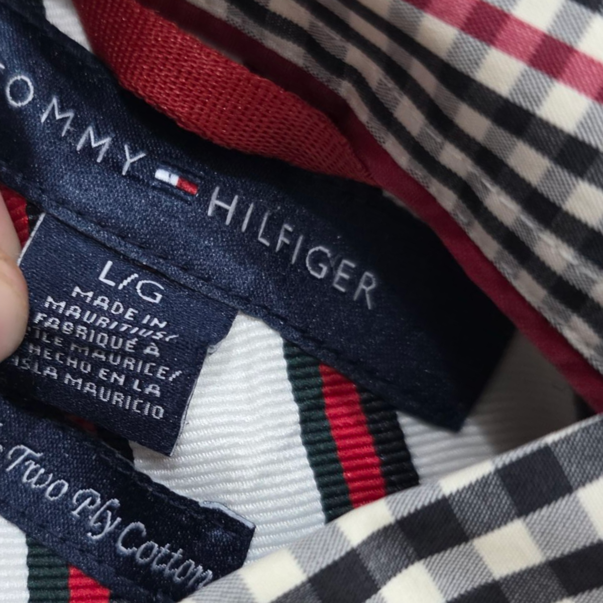 Camisa Tommy Hilfiger Grande L Cuadro Negro