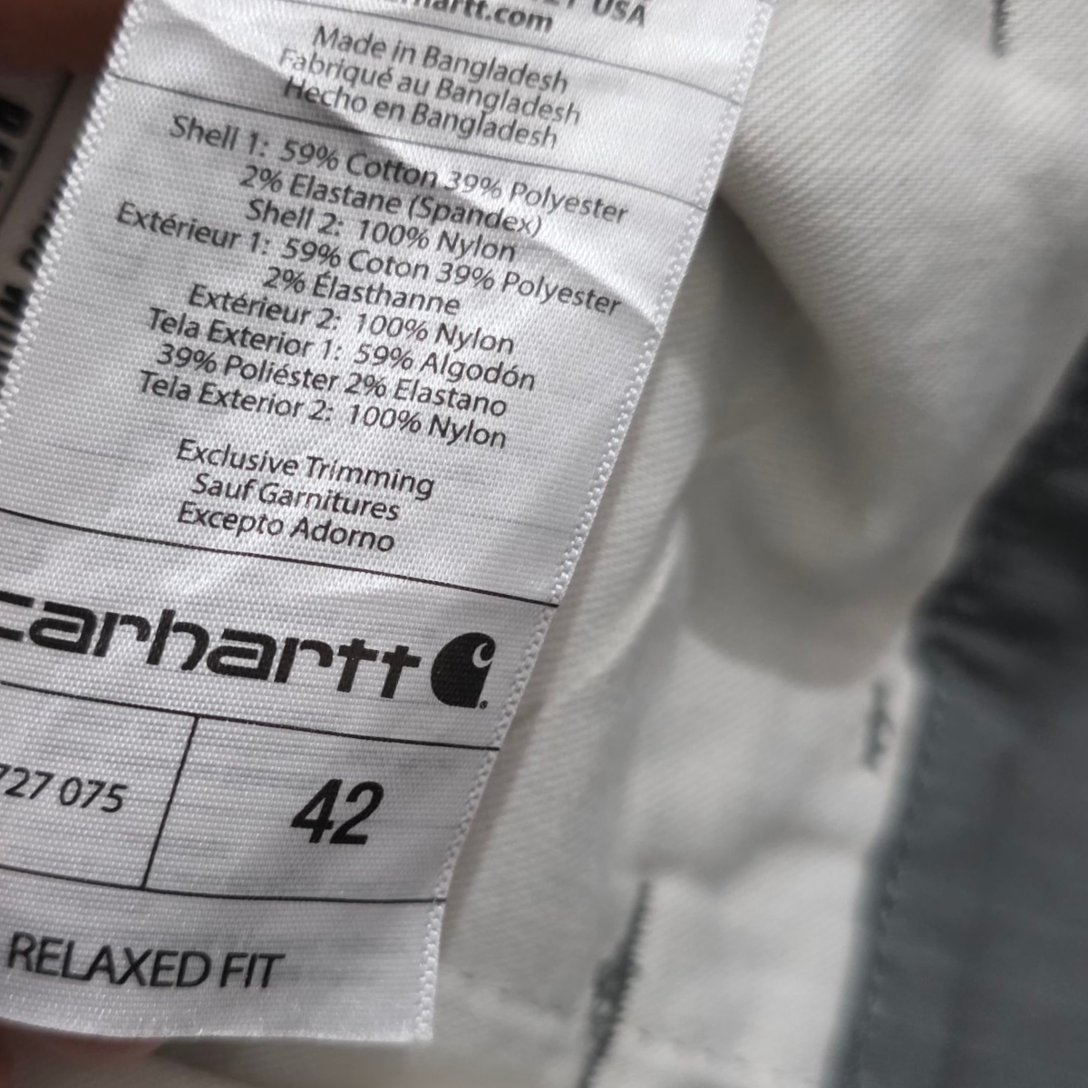 Bermuda Cargo Relaxed Fit Carhartt Talla 42 Gris