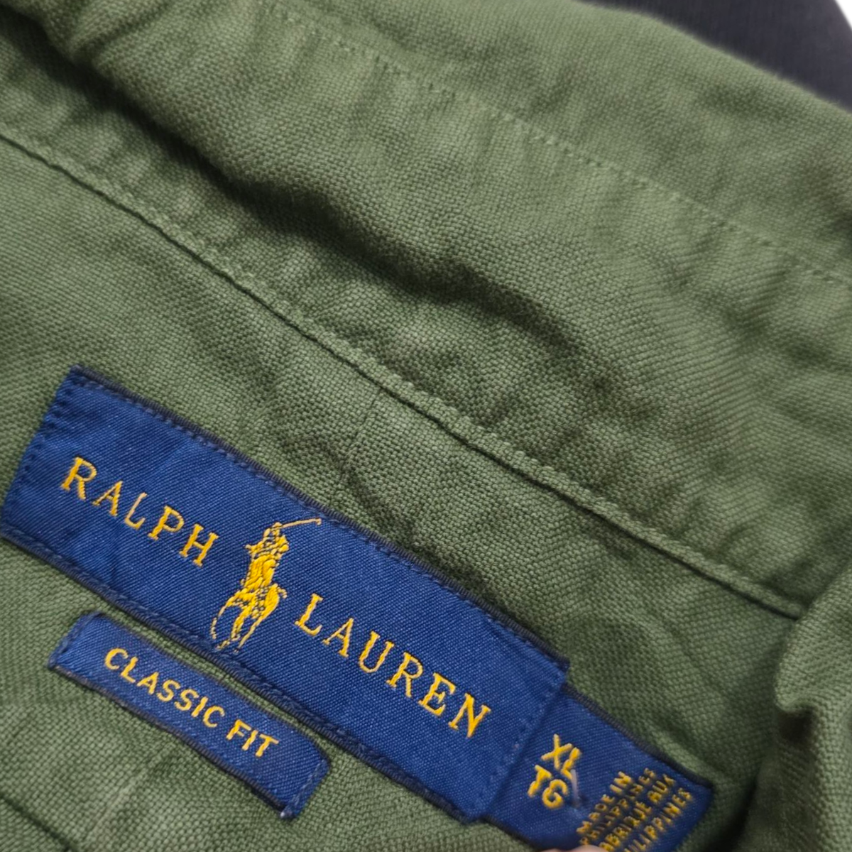 Camisa Ralph Lauren Xgrande Xl Verde Pony Naranja