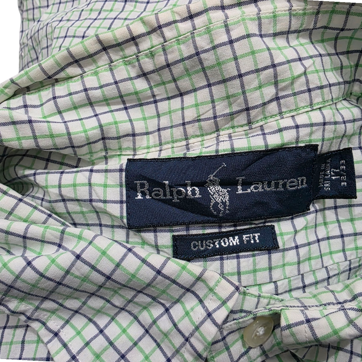 Camisa Ralph Lauren Xgrande 17 32-33 Custom Fit Cuadro Verde