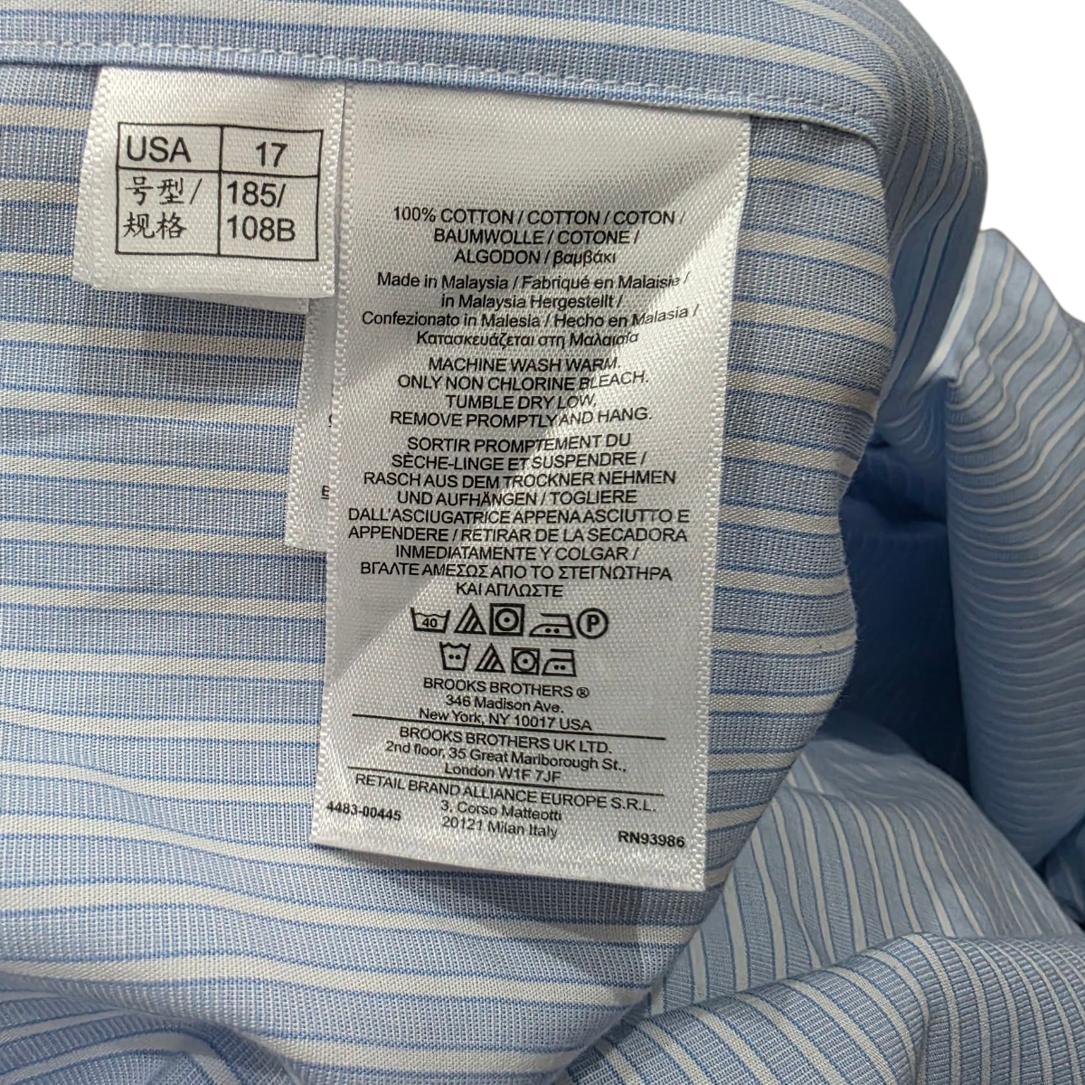 Camisa Brooks Brothers Xgrande Xl Classic Lineas Azul Claro