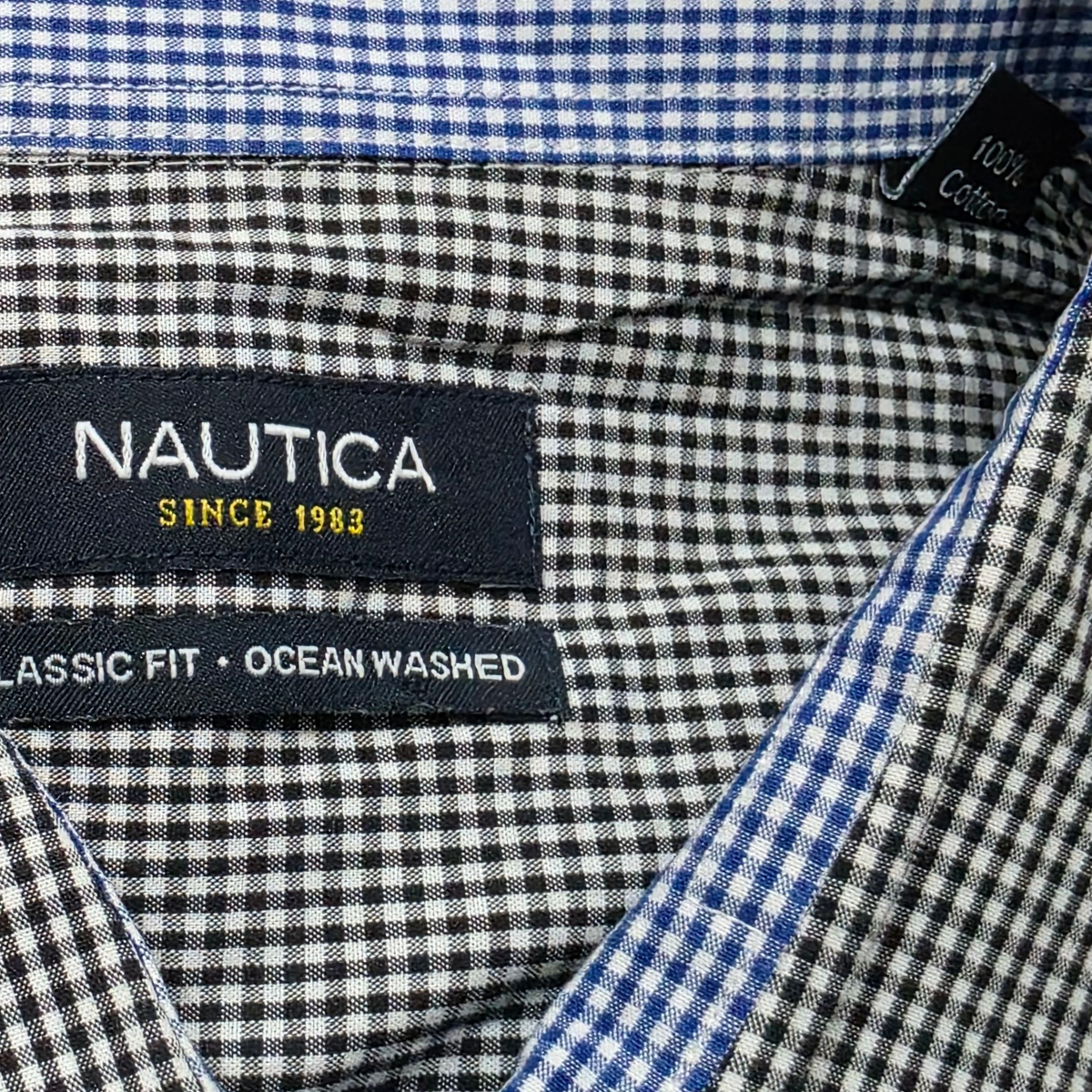 Camisa Nautica Xgrande 17 1/2 32-33 Classic Fit Cuadro Negro